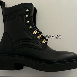 Emporio Armani Black Boots with Gold Accents